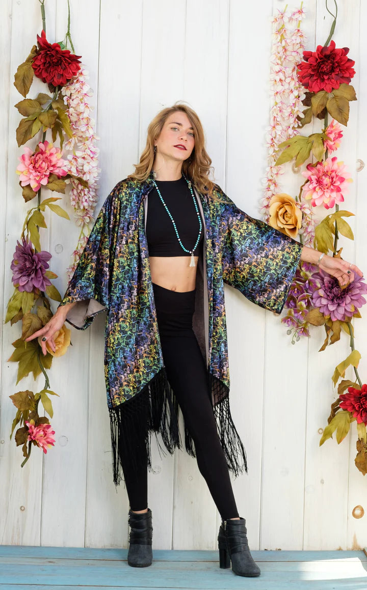 Grateful Dead Dancing Skeletons Velvet Kimono