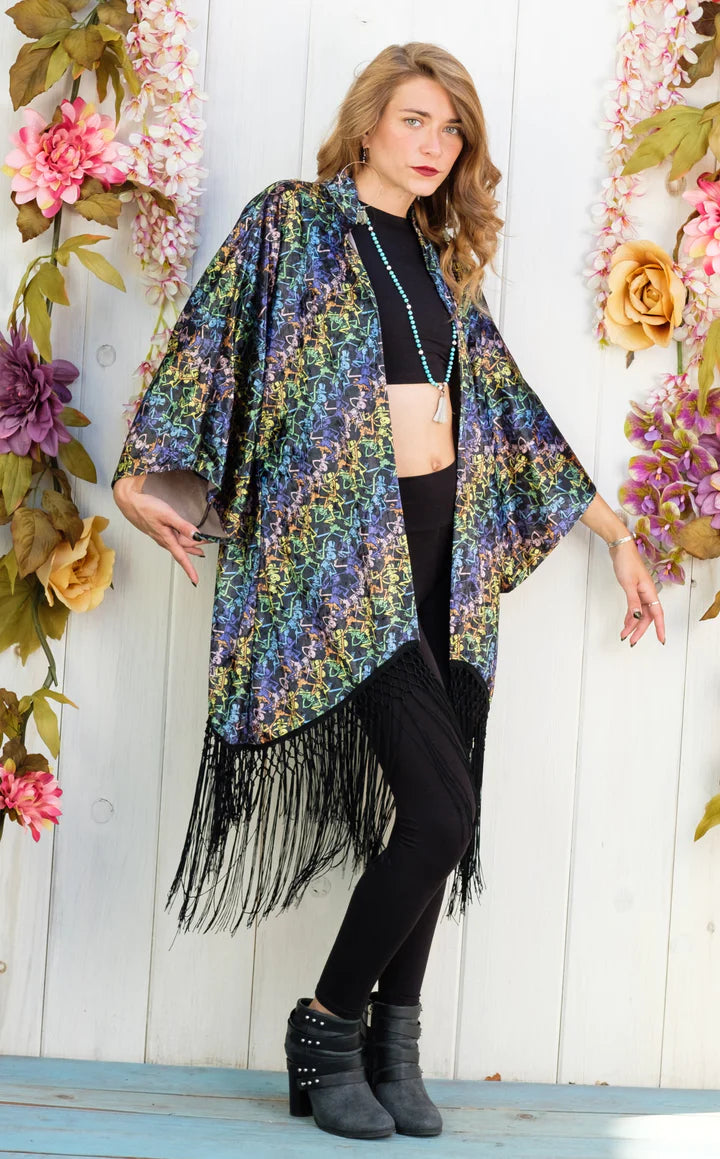 Grateful Dead Dancing Skeletons Velvet Kimono