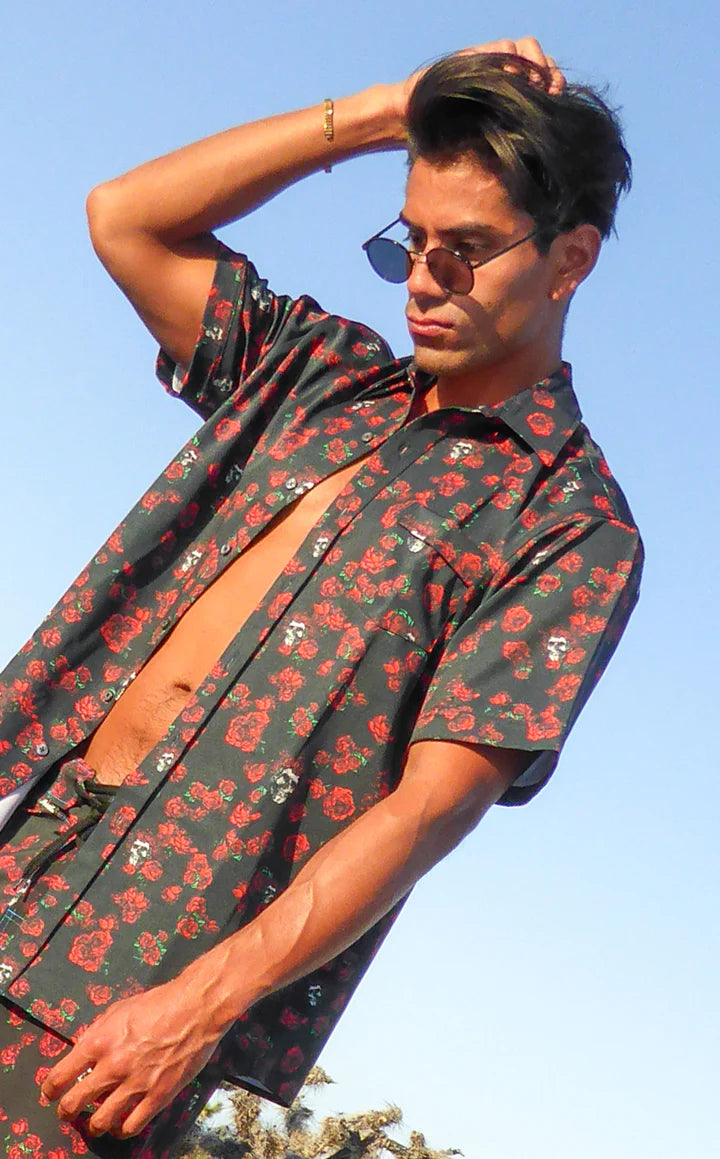 Grateful Dead Skull and Roses Mens' Button Down