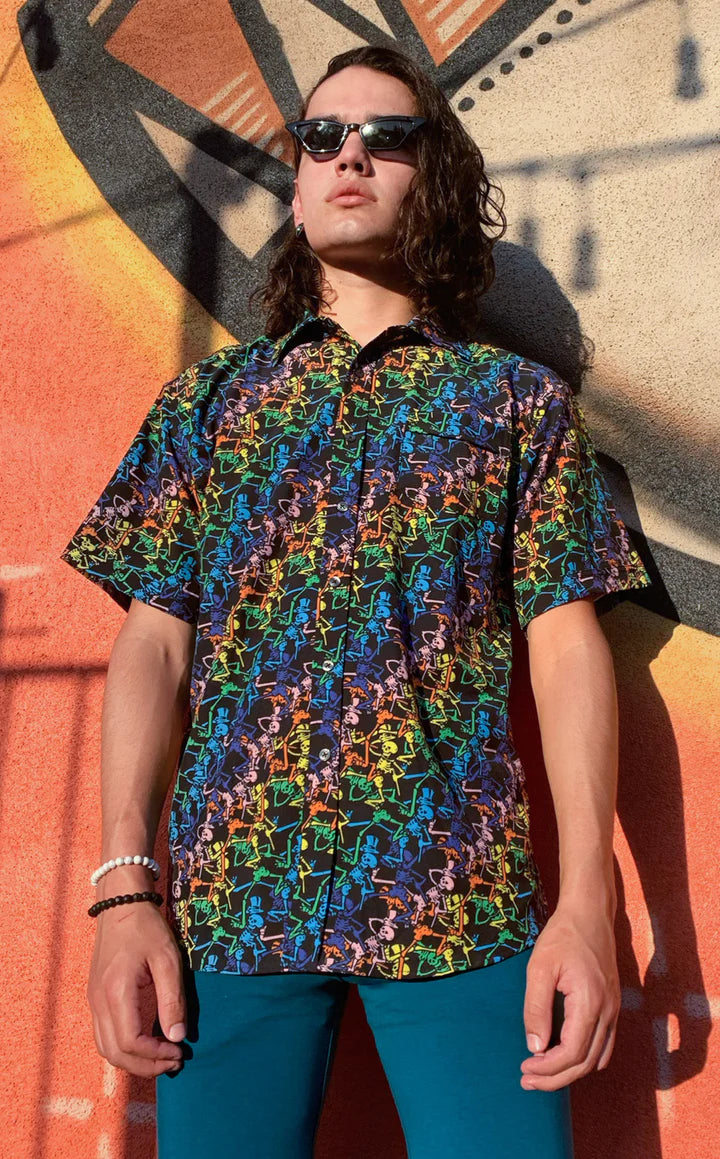 Grateful Dead Dancing Skeletons Men's Button Down