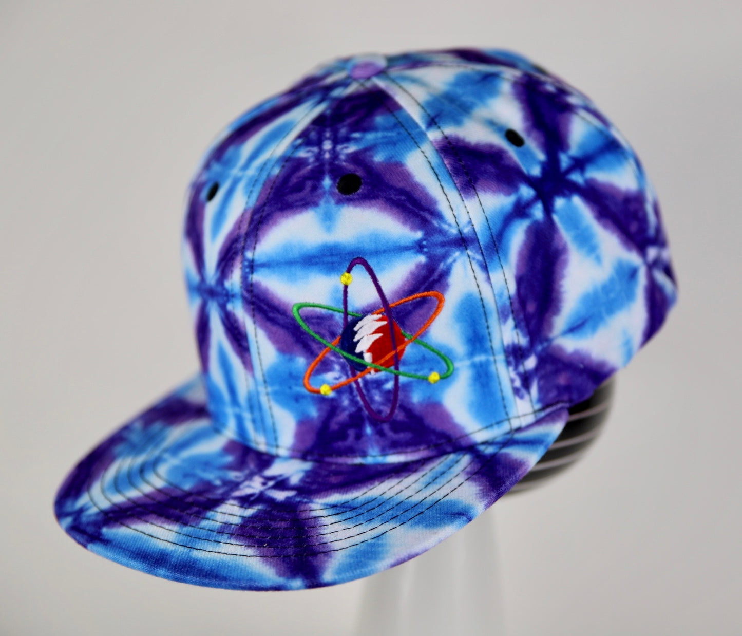 Psychedelic Blue Orchid Flex Fitted Tie Dye Hat Atomic