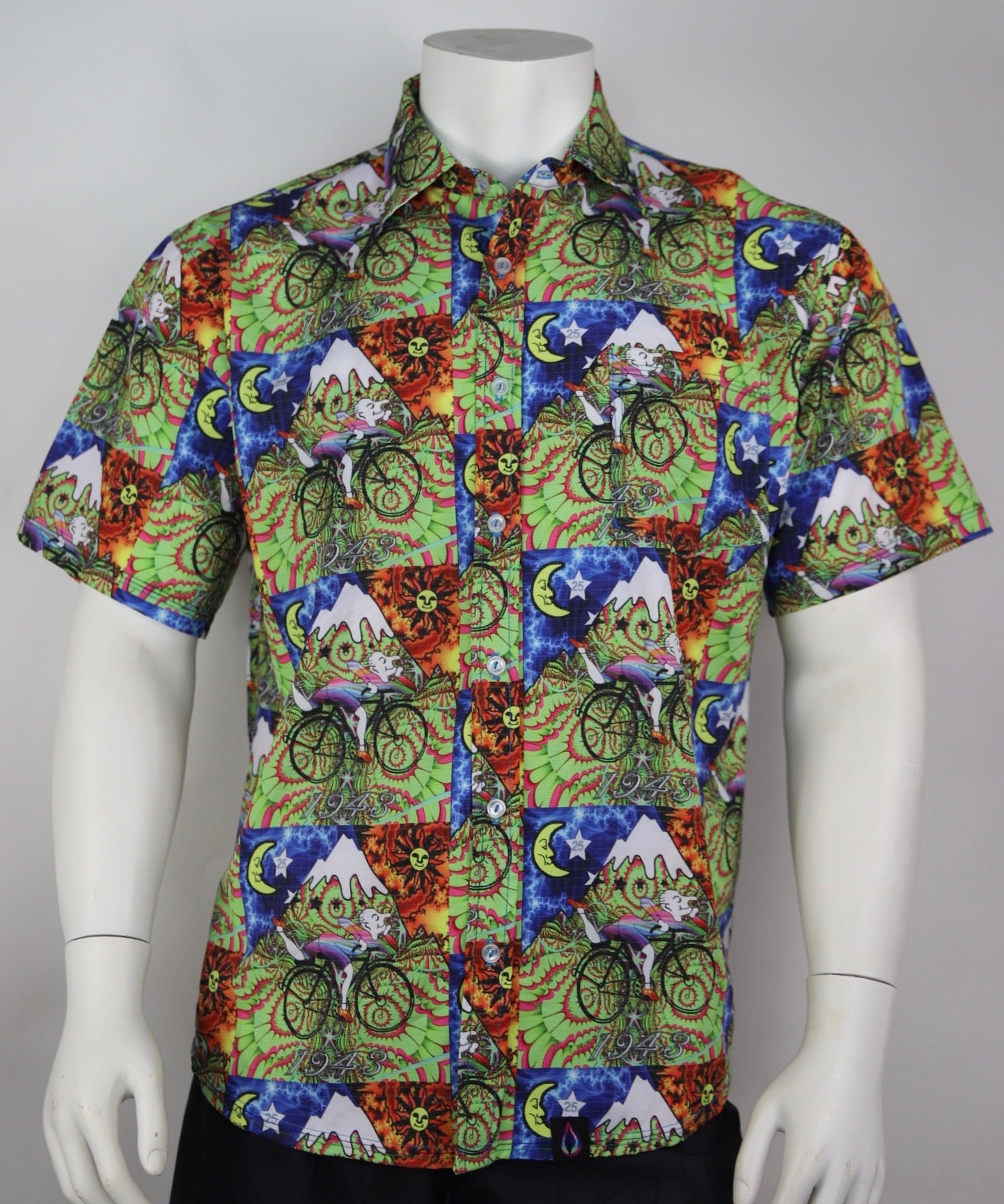 Grateful Dead Psychedelic Bicycle Day Blotter Art Button Up Shirt