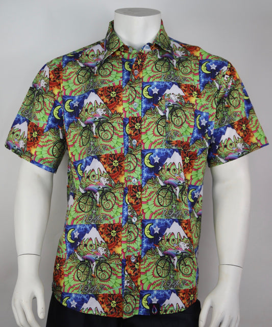 Grateful Dead Psychedelic Bicycle Day Blotter Art Button Up Shirt