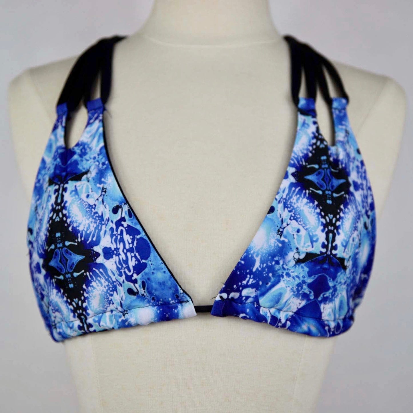 Psychedelic Blue Liquid Wave Nautical Top Hawaiian Swim Suit Handmade