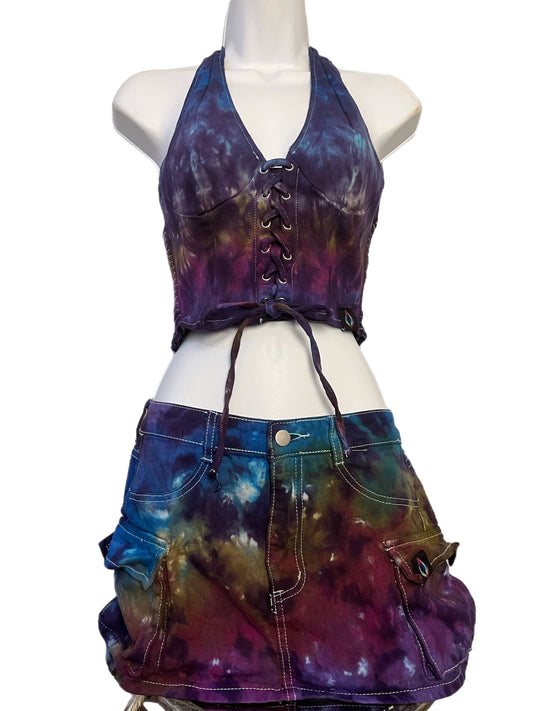 Very Fairy Tie Dyed Denim Corset Top