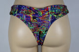 Grateful Dead (Dead & Company), blotter art, rainbow, Acid Test print, cheeky, Brazilian cut scrunch bikini bottoms