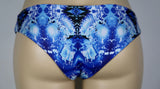 Psychedelic Blue Liquid Wave Front Loop Bottom Hawaiian Swim Suit Tie Dye