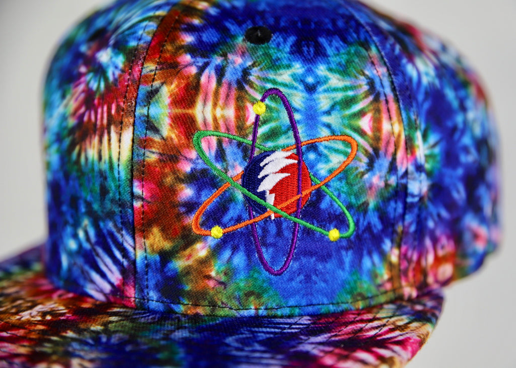 Psychedelic Embroidered Coral Spiral Flex Fitted Tie Dye Hat Atomic