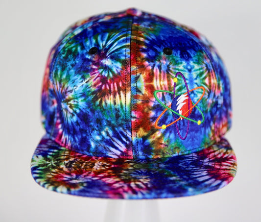 Psychedelic Embroidered Coral Spiral Flex Fitted Tie Dye Hat Atomic