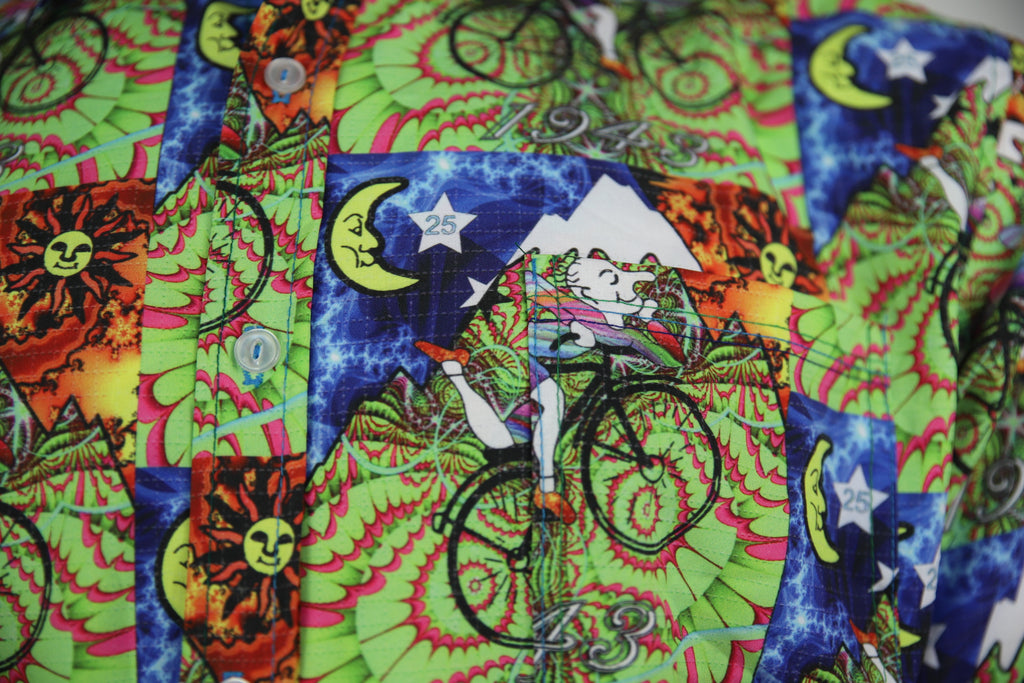 Psychedelic Bicycle Day Blotter Art Button Up Shirt 